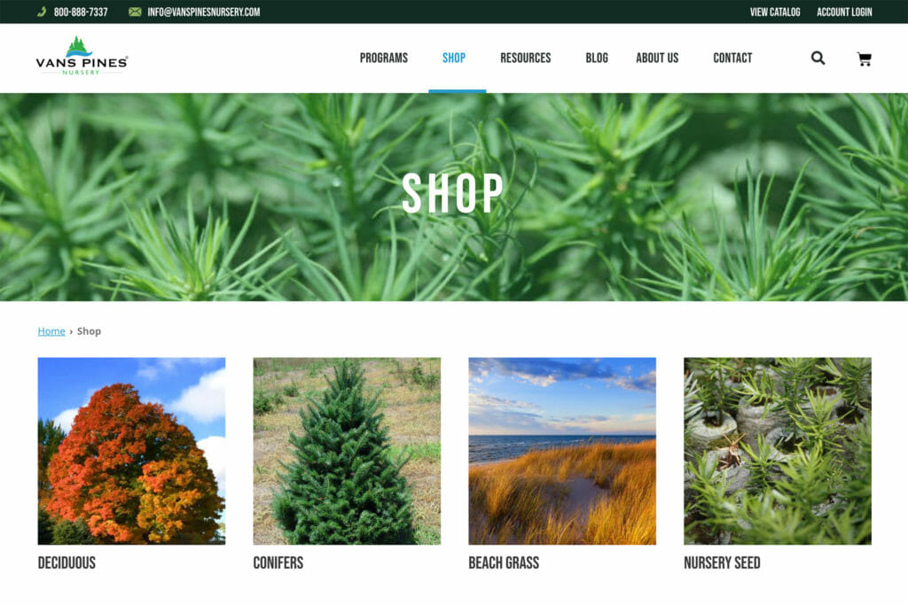 Vans Pines Nursery Website